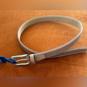 Cole Haan Brand New Mens Perforated Tan Leather Belt Silver Buckle M or 34